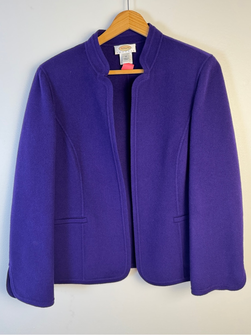Talbots Petites Purple 100 Percent Wool Open Front Jacket Blazer 10P